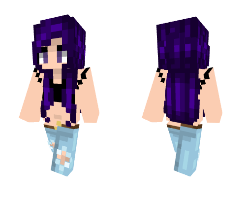 Purple girl with low jeans