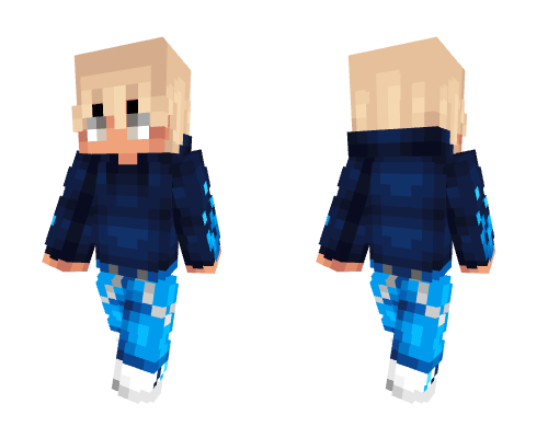 Casual Blue Flamed Hoodie Guy