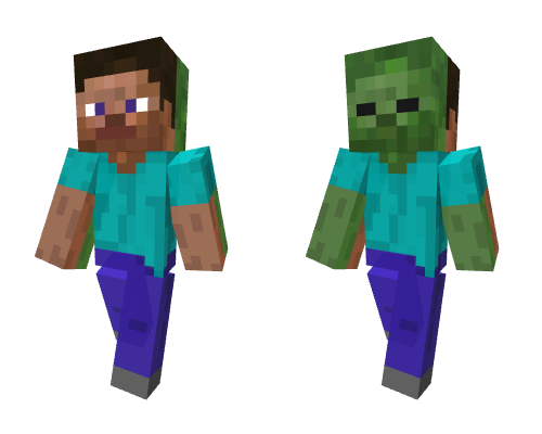 Half human half zombie Minecraft skin