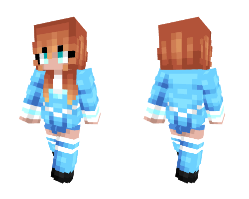 Cute Ginger Girl in Blue School Uniform