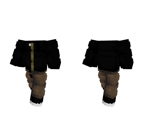 OB - Big Black Zipped Coat w/ Brown Jeans