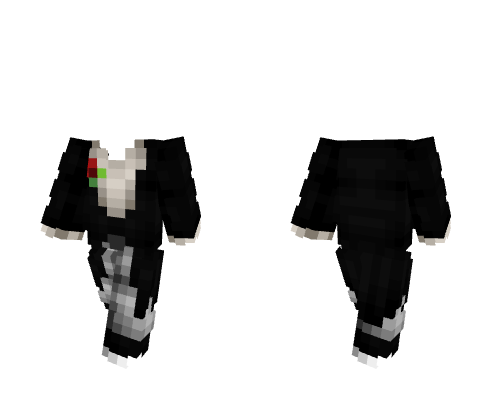 OB - Long Black Open Suit w/ Rose