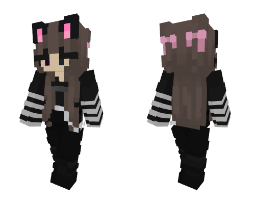 Black Shirt and Pants Catgirl Minecraft skin
