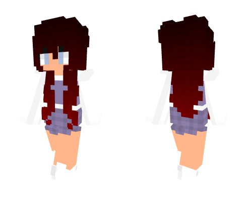 Purple Outfit and Red Head Minecraft skin