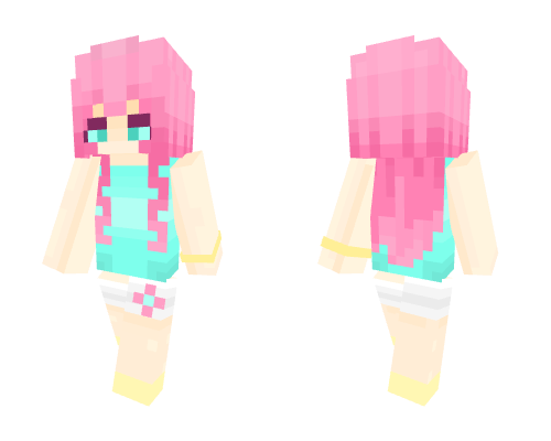 Pink Teal Kawaii Girl Minecraft skin
