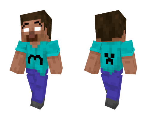 same Steve but herobrine and suprised Minecraft skin